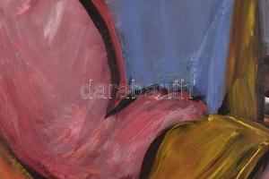 A. Tóth S. jelzéssel: Utcán. Olaj, papír, 70x50 cm