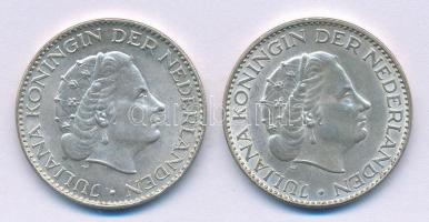 Hollandia 1955. 1G Ag I. Julianna + 1966. 1G Ag I. Julianna T:1- Netherlands 1955. 1 Gulden Ag Juliana + 1966. 1 Gulden Ag Juliana C:AU