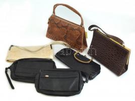 4 db női és két férfi táska, nagyrészt bőr. Vegyes állapot, nagyrészt jó.