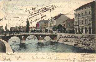 1904 Sarajevo, Appelquai / quay, tram, bridge
