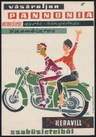 Villamosplakát: Vásároljon Pannonia motorkerékpárt a Keravill szaküzleteiből 1962, motorkerékpár, 23×16 cm