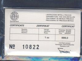 Svájc DN "Philswiss Club" 1oz (31,103g) Ag tömb T:PP Vákumcsomagolásban, tanúsítvánnyal!