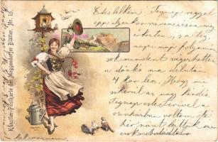 Künstler-Postkarte der Meggendorfer Blätter Nr. 15. / Tyrolean folklore. Art Nouveau, litho (Rb)