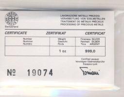 Svájc DN "Philswiss Club" 1oz (31,103g) Ag tömb T:PP Vákumcsomagolásban, tanúsítvánnyal!