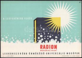 Villamosplakát : A legfehérebb fehér... Radion mindent mos! mosópor reklám,  33x23 cm