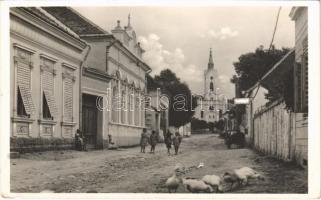 1942 Csíkszépvíz, Szépvíz, Frumoasa; Templom utca / street, church (EK)