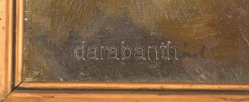 Udvary Pál (1900-1987): Alföldi táj. Olaj, vászon, jelzett, ökörszemes fa keretben, 55×68 cm