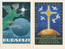1938 Budapest XXXIV. Nemzetközi Eucharisztikus Kongresszus / 34th International Eucharistic Congress - 2 db művészlap / 2 advertising art postcards