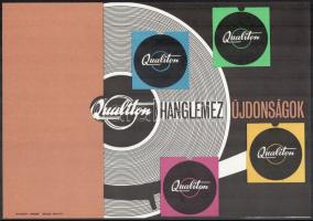 1965 Villamosplakát: Qualiton hanglemez újdonságok, 33×23 cm