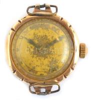 Arany (Au) 14K női óra, mechanikus, jelzés nélkül, nem jár, d: 2,5 cm, bruttó: 8,95 g