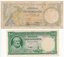 Görögország 1935. 50D + 1939. 50D T:III,I- szakadás Greece 1935. 50 Drachmai + 1939. 50 Drachmai C:F,AU tear