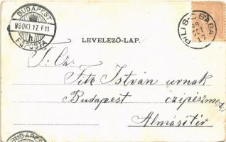 1899 (Vorläufer) Piliscsaba, Tábori állomás, Templom tér. Blau Albert Art Nouveau, litho  (EK)