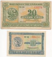 Görögország 1940. 10D + 20D T:II,III Greece 1940. 10 Drachmai + 20 Drachmai C:XF,F