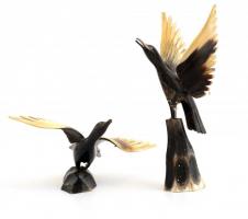 2 db szaruból készült madár 19 cm, 8 cm