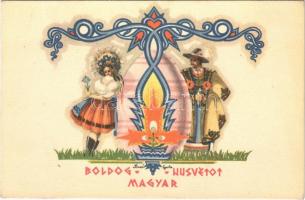 Boldog Magyar Húsvétot! / Hungarian irredenta Easter greeting art postcard s: Bozó