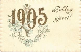 1905 Boldog új évet! Dombornyomott / New Year greeting, Emb. floral (EK)