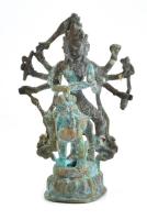 Káli istennő, keleti figura. oxidált réz 16 cm