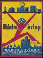 1929 Bp. Barta és Társa rádió árlap, illusztrált katalógus, 112 p, papírkötés