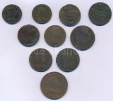 10db-os vegyes rézpénz tétel, főleg krajcárok, közte néhány magyar verdéből T:2-,3 10pcs of various copper coins, mostly Kreuzer coins, with some Hungarian pieces C:VF,F