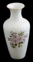 Zsolnay virágmintás porcelán váza, matricás, jelzett, apró kopásokkal, m: 16,5 cm