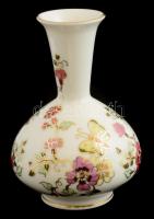 Zsolnay pillangó mintás porcelán váza, kézzel festett, jelzett, hibátlan, m: 16 cm