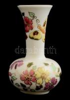 Zsolnay pillangó mintás porcelán váza, kézzel festett, jelzett, hibátlan, m: 11,5 cm