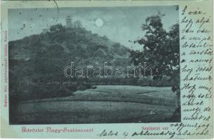 1899 Nagyszalánc, Szalánc, Salanc, Slanec; Szalánczi vár, este. Breitner Mór kiadása / castle at night / Slanecky hrad (EK)