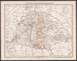cca 1893 A filloxera elterjedése Magyarországon, térkép, Pallas 21x26,5 cm