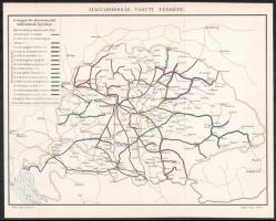cca 1900 Magyarország vasúti térképe, Pallas Nagy Lexikona, Bp., Pallas, 23,5x31 cm