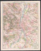 cca 1900 3 db régi Budapest térkép, Egyik utcajegyzékkel a Pallas lexikonból. Szép állapotban 24x30 cm