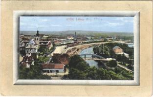 1912 Győr, látkép, híd, iparvasút. Hermann Izidor kiadása (EK)