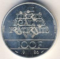 Franciaország 1986. 100Fr Ag "100 éves a Szabadság-szobor" piefort (vastag) veret T:BU Csak 5000db!