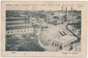 1913 Győr, Vagongyár (waggon) és gépgyár, iparvasút. Hermann Izidor kiadása (ázott sarkak / wet corners)