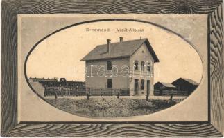 Beremend, Vasútállomás, gőzmozdony, vonat. Schemnitz kiadása (r)