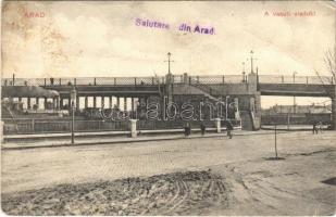 1923 Arad, Vasúti viadukt, gőzmozdony, vonat / railway bridge, locomotive, train (EB)