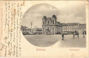 Temesvár, Timisoara; Dómtemplom, üzletek. Polatsek kiadása / church, shops (fl)