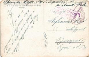 1918 Italienisches Torpedomotorboot "Grillo" am 14. Mai 1918 bei der Hafeneinfahrt von Pol...