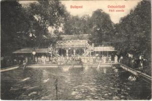 1914 Budapest II. Császárfürdő, férfi uszoda, fürdőzők (EK)