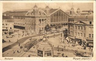 1938 Budapest VI. Nyugati pályaudvar, vasútállomás, villamos, sütöde, üzletek (EB)