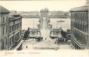 Budapest, Lánchíd budai hídfő, omnibuszok. Taussig A. 5114.