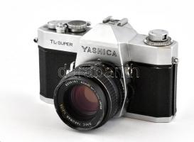 Yashica TL-Super filmes SLR fényképezőgép, SMC Takumar 55mm f/2 objektívvel, működőképes, szép állapotban, az objektív szűrőmente sérült, fénymérő nem tesztelt / Vintage Japanese camera, in good condition, damaged filter thread