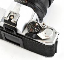 Pentax MX filmes SLR fényképező, Vivitar 28-70mm f/3.9-4.8 Macro Focusing Zoom objektívvel, kopottas...