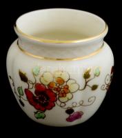 Zsolnay pillangómintás porcelán mini kaspó, kézzel festett, jelzett, hibátlan, m: 6 cm