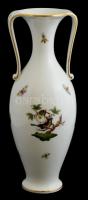 Herendi Rothschild mintás porcelán füles váza, kézzel festett, jelzett, alján kis lepattanás, m: 33 cm