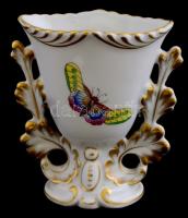 Herendi Viktória mintás porcelán váza, kézzel festett, jelzett, hibátlan, m: 12 cm