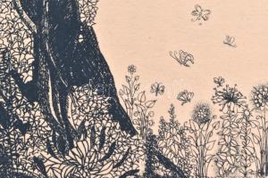 Zala Tibor (1920-2004): Balatonakarattyai legenda, 1982. Rézkarc, papír. Jelzett. Művészpéldány EA. ...