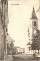 1922 Hrvatska Kostajnica, Castanowitz, Costainizza; utca, templom / street, church