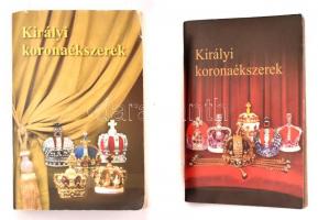 Királyi Koronaékszerek, korona miniatúrák komplett sorozata, 41 db miniatűr korona fa tartóban, 2 fü...
