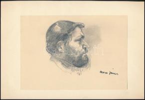 Szász Endre (1926-2003): Orosz János arcképe. Ceruza, papír, jelzett. Papírra ragasztva. 15x22 cm