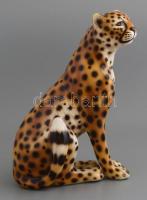 Olasz kerámia tigris, kézzel festett, kis kopásnyomokkal, m: 33,5 cm